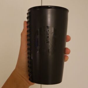 Starbucks 2015 Black Matte Studded Ceramic Hot Cup 10oz Tall